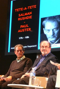 Paul Auster et Salman Rushdie au Salon du livre à Paris